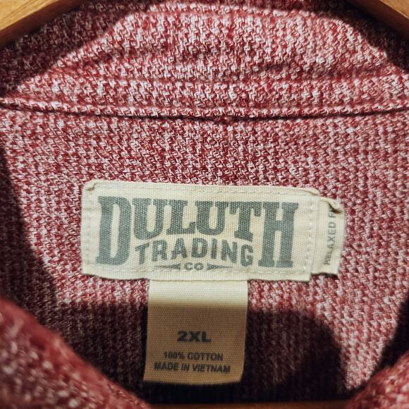 Duluth Trading Company Red White Relaxed Fit Button Up Shirt Size 2XL Casual - Picture 3 of 9